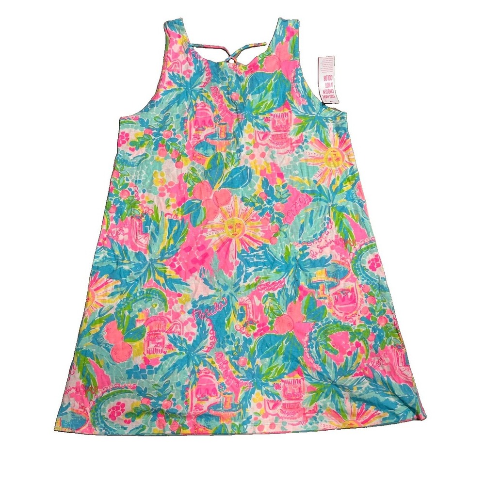 Lilly Pulitzer XL Kristen Dress Sunshine State Of Mind Florida Pima Cotton NWT